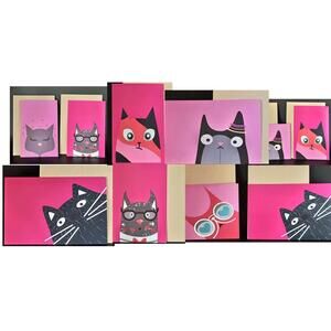 Whimsical Cat-Themed Greeting Card Assortment Set